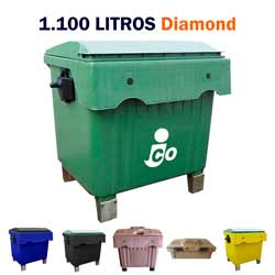 Contenedor de basura residuos y ecología e 4 ruedas de 1100 litros Diamond para carga lateral simétricos y asimétricos