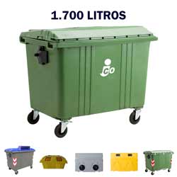 Contenedor de basura residuos y ecología e 4 ruedas de 1700 litros para carga lateral asimétrico