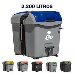 Contenedor de basura residuos y ecología e 4 ruedas de 2200 litros para carga lateral simétricos