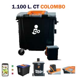 Contenedor de basura residuos y ecología e 4 ruedas de 1100 litros COLOMBO para carga trasera
