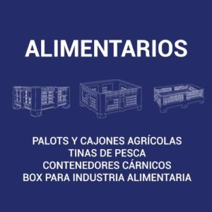 gama de contenedores palots de uso alimentario de jcoplastic, incluyendo tinas de pesca, cajones agrícolas y box cárnicos