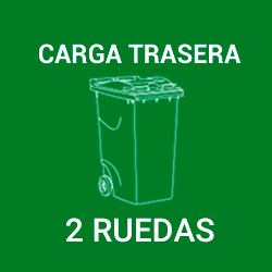 contenedores de ecología basura y residuos de carga trasera con 2 ruedas